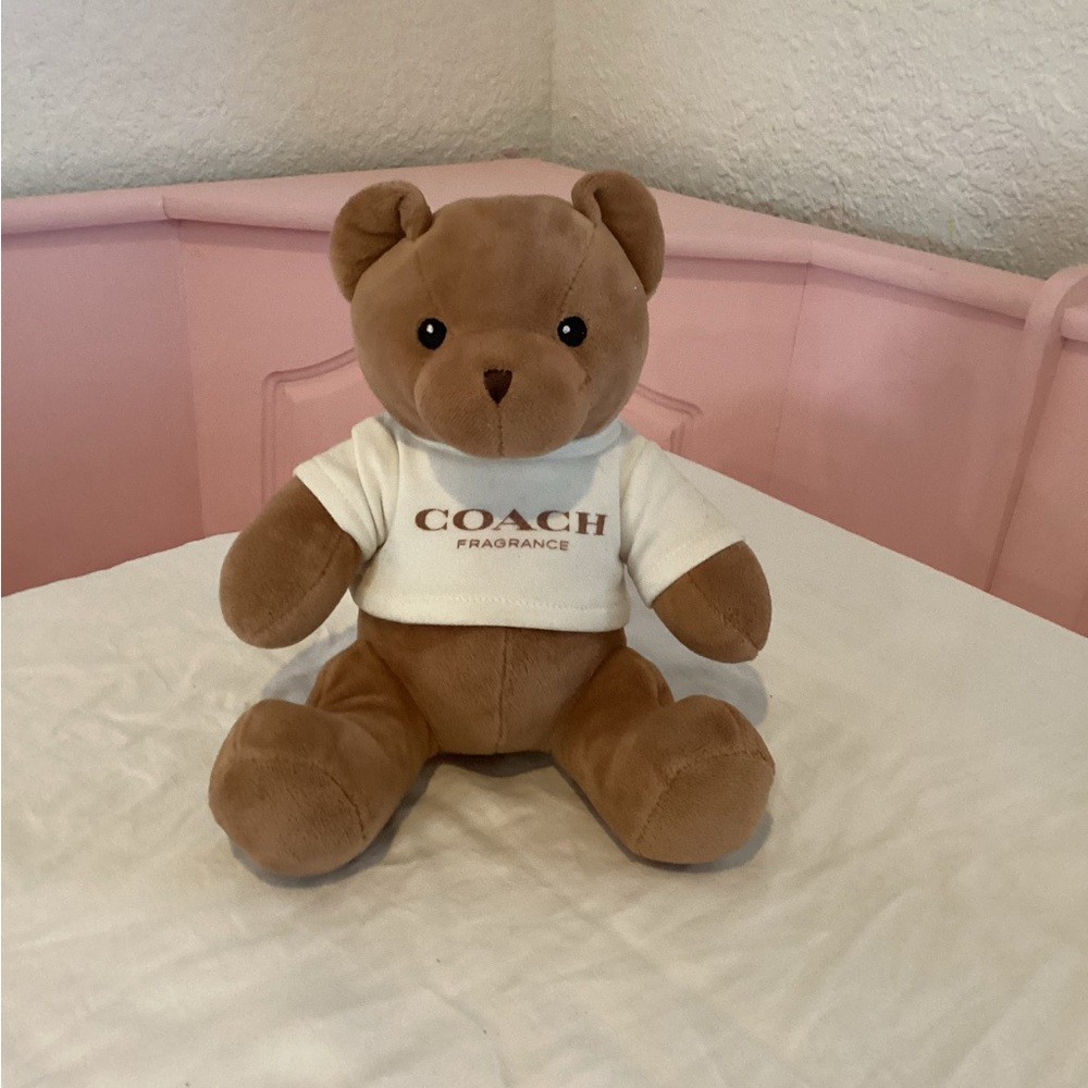 Coach fragance collectible Brown plush Teddy Bear with White Shirt new